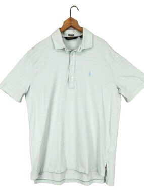 Polo Golf Ralph Lauren Stretch Lisle Golf Shirt Mens L Green Blue Stripes